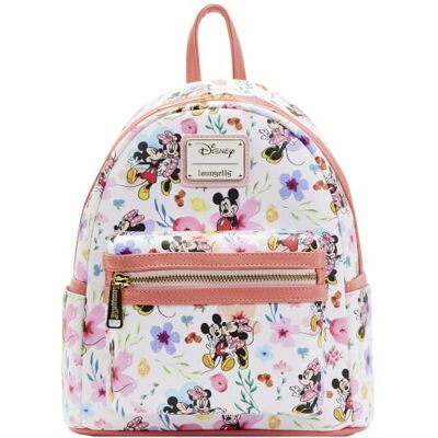 Loungefly Disney Mickey Minnie Mouse Mini sac à dos imprimé floral Loungefly Disney Mickey Minnie Mouse Mini sac à dos imprimé floral