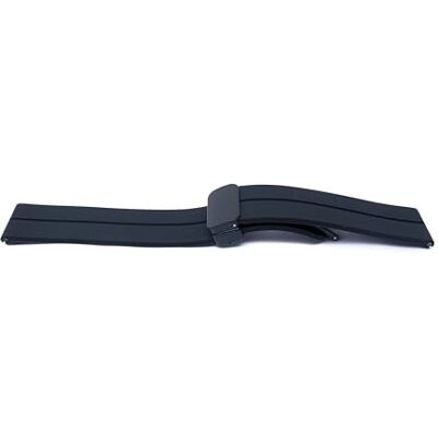 SYSTEM-S Bracelet de 20 mm en silicone avec boucle déployante pour montre intelligente en noir, Noir, Eine Grösse, Classique SYSTEM-S Bracelet de 20 mm en silicone avec boucle déployante pour montre intelligente en noir, Noir, Eine Grösse, Classique