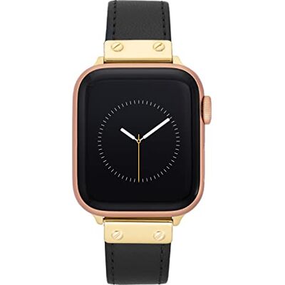 Anne Klein Bracelet tendance en cuir pour Apple Watch, sécurisé, réglable, bracelet de rechange pour Apple Watch, s'adapte à la plupart des poignets, Noir/doré, 42/44/45/Ultra/Ultra 2 Anne Klein Bracelet tendance en cuir pour Apple Watch, sécurisé, réglable, bracelet de rechange pour Apple Watch, s'adapte à la plupart des poignets, Noir/doré, 42/44/45/Ultra/Ultra 2