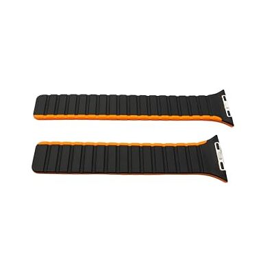 SYSTEM-S Bracelet 42 44 45 49 mm en silicone flexible magnétique pour Apple Watch Smartwatch Noir Orange, noir/orange, Eine Grösse SYSTEM-S Bracelet 42 44 45 49 mm en silicone flexible magnétique pour Apple Watch Smartwatch Noir Orange, noir/orange, Eine Grösse