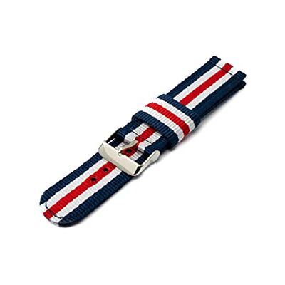 SYSTEM-S Bracelet de 20 mm en nylon pour montre connectée Samsung Galaxy Watch 4 multicolore, bleu, blanc et rouge, Eine Grösse, Classique SYSTEM-S Bracelet de 20 mm en nylon pour montre connectée Samsung Galaxy Watch 4 multicolore, bleu, blanc et rouge, Eine Grösse, Classique