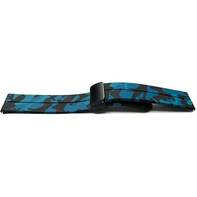 SYSTEM-S Bracelet de 20 mm en silicone avec boucle déployante pour montre intelligente avec imprimé camouflage bleu, Bleu avec motif camouflage, Eine Grösse, Classique SYSTEM-S Bracelet de 20 mm en silicone avec boucle déployante pour montre intelligente avec imprimé camouflage bleu, Bleu avec motif camouflage, Eine Grösse, Classique