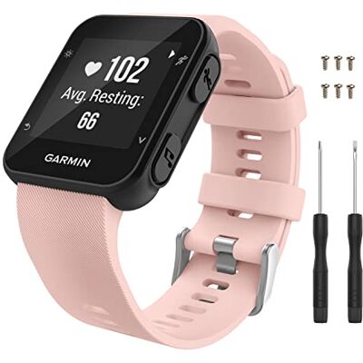 MoKo Bracelet de montre compatible avec Garmin Forerunner 35, bracelet de rechange en silicone souple avec 6 vis et 2 tournevis pour montre intelligente Garmin Forerunner 35 GPS Running MoKo Bracelet de montre compatible avec Garmin Forerunner 35, bracelet de rechange en silicone souple avec 6 vis et 2 tournevis pour montre intelligente Garmin Forerunner 35 GPS Running