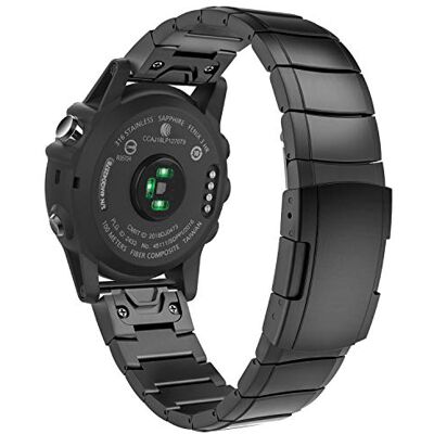 MoKo Bracelet de rechange en acier inoxydable compatible avec Garmin Fenix 7X/6X/6X Pro/5X/5X Plus/3/3 HR/Enduro/Descent Mk2i/Mk2/Mk1/Tactix Delta, 26 mm Quick Fit Noir MoKo Bracelet de rechange en acier inoxydable compatible avec Garmin Fenix 7X/6X/6X Pro/5X/5X Plus/3/3 HR/Enduro/Descent Mk2i/Mk2/Mk1/Tactix Delta, 26 mm Quick Fit Noir