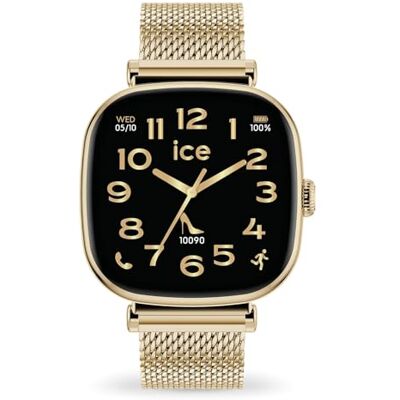 ICE-WATCH ICE smart 2.0 Gold Milanese Montre connectée carrée dorée pour femme avec bracelet en acier inoxydable 025234 (1.70 pouces) ICE-WATCH ICE smart 2.0 Gold Milanese Montre connectée carrée dorée pour femme avec bracelet en acier inoxydable 025234 (1.70 pouces)