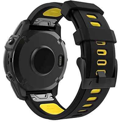 MoKo Watch Strap Compatible with Garmin Fenix 7/7 Pro/6/6 Pro/5/5 Plus/Forerunner 965/955/945/Instinct Solar/Instinct 2, Quick Fit 22mm Soft Silicone Replacement Band Sport Wristband, Black/Yellow MoKo Watch Strap Compatible with Garmin Fenix 7/7 Pro/6/6 Pro/5/5 Plus/Forerunner 965/955/945/Instinct Solar/Instinct 2, Quick Fit 22mm Soft Silicone Replacement Band Sport Wristband, Black/Yellow