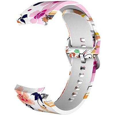 SYSTEM-S Bracelet flexible en silicone 20 mm pour Samsung Galaxy Watch 4 avec motif floral, Blanc/rose/orange., Eine Grösse SYSTEM-S Bracelet flexible en silicone 20 mm pour Samsung Galaxy Watch 4 avec motif floral, Blanc/rose/orange., Eine Grösse