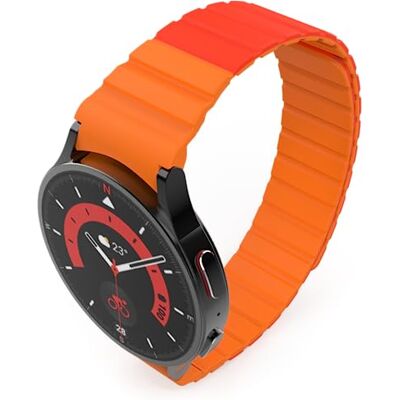 SYSTEM-S Bracelet 20mm Silicone Magnétique pour Samsung Galaxy Watch 5 4 Rouge, Rouge/orange, Eine Grösse, Classique SYSTEM-S Bracelet 20mm Silicone Magnétique pour Samsung Galaxy Watch 5 4 Rouge, Rouge/orange, Eine Grösse, Classique