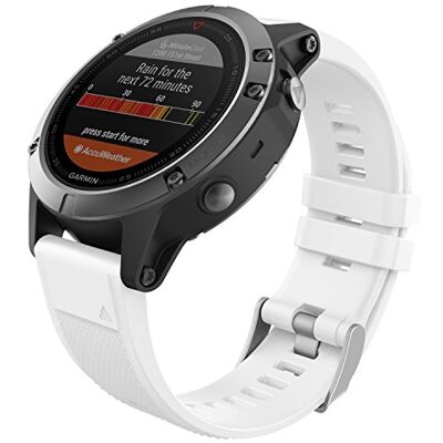 MoKo Quick Fit 22mm Silicone Strap Compatible with Garmin watches, White MoKo Quick Fit 22mm Silicone Strap Compatible with Garmin watches, White