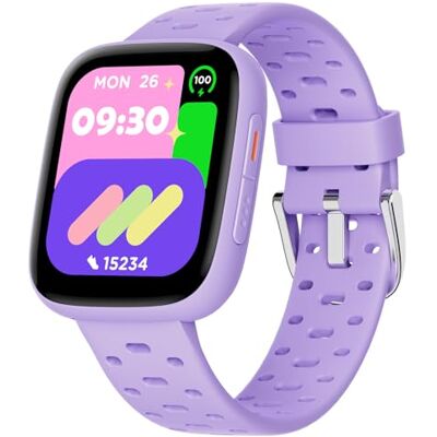 BIGGERFIVE Montre intelligente pour fille Ado 5-16, 1,8" avec podomètre, fréquence cardiaque, résistante à l'eau 30 m, moniteur de sommeil, jeux de puzzle avec/sans application, lilas BIGGERFIVE Montre intelligente pour fille Ado 5-16, 1,8" avec podomètre, fréquence cardiaque, résistante à l'eau 30 m, moniteur de sommeil, jeux de puzzle avec/sans application, lilas