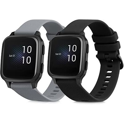 kwmobile Bracelet Compatible avec Garmin Venu Sq Music/Sq Set 2X Bracelet de Rechange en Silicone pour Fitness Tracker Noir-Gris kwmobile Bracelet Compatible avec Garmin Venu Sq Music/Sq Set 2X Bracelet de Rechange en Silicone pour Fitness Tracker Noir-Gris