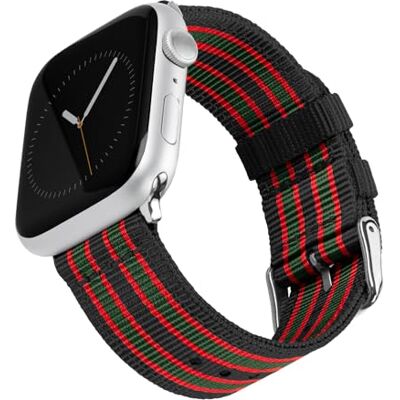 Archer Watch Straps Bracelets de Remplacement en Nylon pour Apple Watch (Noir, Rouge et Vert/Acier Inoxydable, 40/41/42mm) Archer Watch Straps Bracelets de Remplacement en Nylon pour Apple Watch (Noir, Rouge et Vert/Acier Inoxydable, 40/41/42mm)