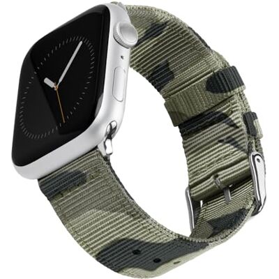 Archer Watch Straps Bracelets de Remplacement en Nylon pour Apple Watch (Camouflage Vert/Acier Inoxydable, 40/41/42mm) Archer Watch Straps Bracelets de Remplacement en Nylon pour Apple Watch (Camouflage Vert/Acier Inoxydable, 40/41/42mm)