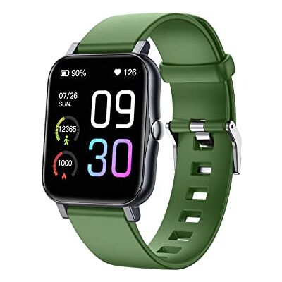 JUSHZ Montre intelligente pour homme et femme Bracelet de sport étanche Mesure de la température Appel Bluetooth Bracelet en silicone Câble de charge magnétique, Vert, 1.7inch JUSHZ Montre intelligente pour homme et femme Bracelet de sport étanche Mesure de la température Appel Bluetooth Bracelet en silicone Câble de charge magnétique, Vert, 1.7inch