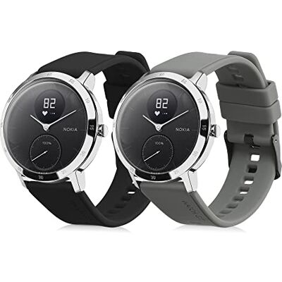 kwmobile Bracelets compatibles avec Withings ScanWatch 42 mm/Steel HR 40 mm/ScanWatch Horizon 2 bracelets de rechange en silicone Montre intelligente ou tracker d'activité Noir/gris, Large, TPU kwmobile Bracelets compatibles avec Withings ScanWatch 42 mm/Steel HR 40 mm/ScanWatch Horizon 2 bracelets de rechange en silicone Montre intelligente ou tracker d'activité Noir/gris, Large, TPU