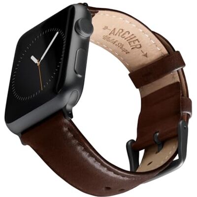 Archer Watch Straps Bracelets de Montre en Cuir de Grain Supérieur pour Apple Watch (Châtaigne Intense/Surpiqûre Assortie, Gris Sidéral, 40/41/42mm) Archer Watch Straps Bracelets de Montre en Cuir de Grain Supérieur pour Apple Watch (Châtaigne Intense/Surpiqûre Assortie, Gris Sidéral, 40/41/42mm)