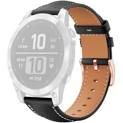 Wigento Bracelet en cuir synthétique pour Garmin Fenix 8 / 7S / 6S / 5S 22 mm Boucle ardillon Noir Wigento Bracelet en cuir synthétique pour Garmin Fenix 8 / 7S / 6S / 5S 22 mm Boucle ardillon Noir