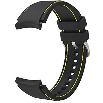 SYSTEM-S Bracelet flexible en silicone pour montre connectée Samsung Galaxy Watch 4 Noir 20 mm, noir/jaune, Eine Grösse SYSTEM-S Bracelet flexible en silicone pour montre connectée Samsung Galaxy Watch 4 Noir 20 mm, noir/jaune, Eine Grösse