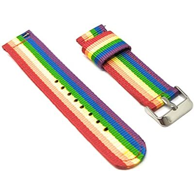 SYSTEM-S Bracelet 20 mm en nylon pour montre connectée Samsung Galaxy Watch 4 Arc-en-ciel, Multicolore (arc-en-ciel), Eine Grösse, Classique SYSTEM-S Bracelet 20 mm en nylon pour montre connectée Samsung Galaxy Watch 4 Arc-en-ciel, Multicolore (arc-en-ciel), Eine Grösse, Classique