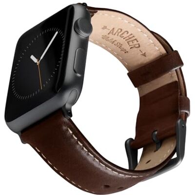 Archer Watch Straps Bracelets de Montre en Cuir de Grain Supérieur pour Apple Watch (Châtaigne Intense/Surpiqûre Blanc Cassé, Gris Sidéral, 44/45/46/49mm) Archer Watch Straps Bracelets de Montre en Cuir de Grain Supérieur pour Apple Watch (Châtaigne Intense/Surpiqûre Blanc Cassé, Gris Sidéral, 44/45/46/49mm)