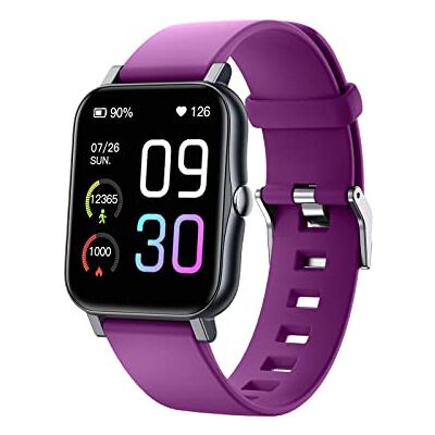 JUSHZ Montre intelligente pour homme et femme Bracelet de sport étanche Mesure de la température Appel Bluetooth Bracelet en silicone Câble de charge magnétique, violet, 1.7inch JUSHZ Montre intelligente pour homme et femme Bracelet de sport étanche Mesure de la température Appel Bluetooth Bracelet en silicone Câble de charge magnétique, violet, 1.7inch