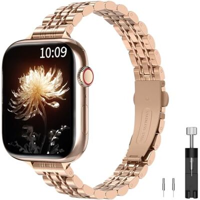 TiMOVO Metal Band Compatible with Apple Watch Series 11 46 mm, J Rose Gold TiMOVO Metal Band Compatible with Apple Watch Series 11 46 mm, J Rose Gold