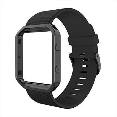 Simpeak Bracelets avec cadre compatible avec Fitbit Blaze, bracelet de rechange en silicone avec cadre en acier inoxydable pour Fitbit Blaze, taille L, noir Simpeak Bracelets avec cadre compatible avec Fitbit Blaze, bracelet de rechange en silicone avec cadre en acier inoxydable pour Fitbit Blaze, taille L, noir