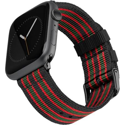 Archer Watch Straps Bracelets de Remplacement en Nylon pour Apple Watch (Noir, Rouge et Vert/Noir, 40/41/42mm) Archer Watch Straps Bracelets de Remplacement en Nylon pour Apple Watch (Noir, Rouge et Vert/Noir, 40/41/42mm)