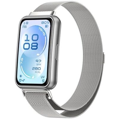 Wigento Bracelet en métal pour montre connectée Huawei Band 11/11 Pro/10, fermeture magnétique, noir Wigento Bracelet en métal pour montre connectée Huawei Band 11/11 Pro/10, fermeture magnétique, noir