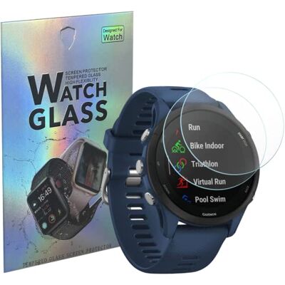 PHONILLICO Lot de 2 films de protection d'écran anti-rayures en verre trempé pour Garmin Forerunner 255 / Forerunner 255 Music Diamètre 40 mm PHONILLICO Lot de 2 films de protection d'écran anti-rayures en verre trempé pour Garmin Forerunner 255 / Forerunner 255 Music Diamètre 40 mm