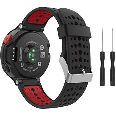 MoKo Strap Compatible with Garmin Forerunner 235, Soft Silicone Replacement Watch Band fit Forerunner 235 Lite/220/230/620/630/735XT Smart Watch BLACK & RED MoKo Strap Compatible with Garmin Forerunner 235, Soft Silicone Replacement Watch Band fit Forerunner 235 Lite/220/230/620/630/735XT Smart Watch BLACK & RED