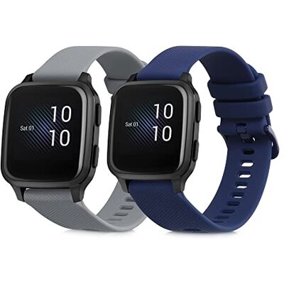 kwmobile Bracelet Compatible avec Garmin Venu Sq Music/Sq Set 2X Bracelet de Rechange en Silicone pour Fitness Tracker Bleu foncé-Gris kwmobile Bracelet Compatible avec Garmin Venu Sq Music/Sq Set 2X Bracelet de Rechange en Silicone pour Fitness Tracker Bleu foncé-Gris