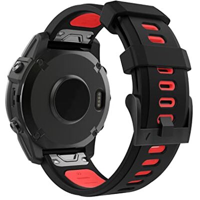 MoKo Watch Strap Compatible with Garmin Fenix 7/7 Pro/6/6 Pro/5/5 Plus/Forerunner 965/955/945/Instinct Solar/Instinct 2, Quick Fit 22mm Soft Silicone Replacement Band Sport Wristband, Black/Red MoKo Watch Strap Compatible with Garmin Fenix 7/7 Pro/6/6 Pro/5/5 Plus/Forerunner 965/955/945/Instinct Solar/Instinct 2, Quick Fit 22mm Soft Silicone Replacement Band Sport Wristband, Black/Red