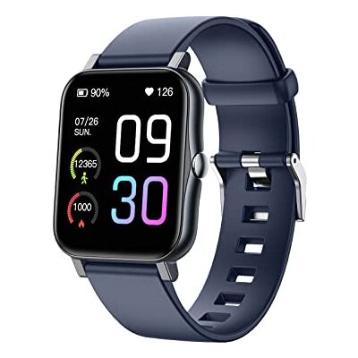 JUSHZ Montre intelligente pour homme et femme Bracelet de sport étanche Mesure de la température Appel Bluetooth Bracelet en silicone Câble de charge magnétique, bleu, 1.7inch JUSHZ Montre intelligente pour homme et femme Bracelet de sport étanche Mesure de la température Appel Bluetooth Bracelet en silicone Câble de charge magnétique, bleu, 1.7inch