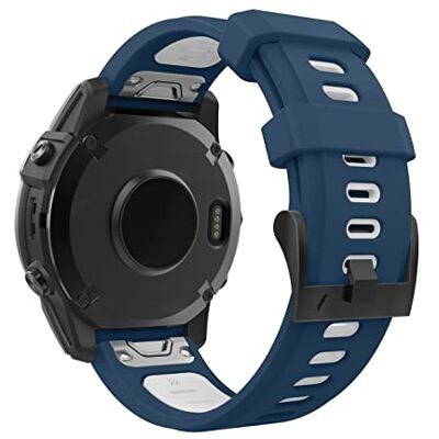 MoKo Watch Strap Compatible with Garmin Fenix 7/7 Pro/6/6 Pro/5/5 Plus/Forerunner 965/955/945/Instinct Solar/Instinct 2, Quick Fit 22mm Soft Silicone Replacement Band Sport Wristband, Blue/White MoKo Watch Strap Compatible with Garmin Fenix 7/7 Pro/6/6 Pro/5/5 Plus/Forerunner 965/955/945/Instinct Solar/Instinct 2, Quick Fit 22mm Soft Silicone Replacement Band Sport Wristband, Blue/White