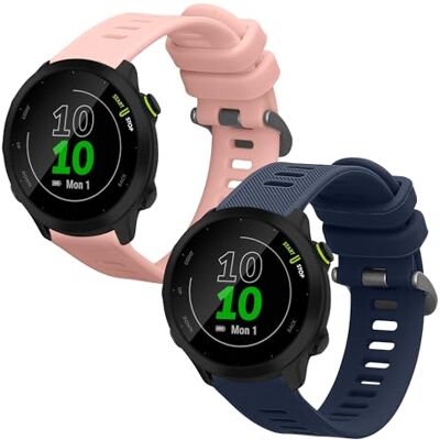 kwmobile Bracelet compatible avec Garmin Forerunner 55 / Forerunner 165/245 / 645/570 42mm bracelet 2x de rechange en silicone pour fitness tracker kwmobile Bracelet compatible avec Garmin Forerunner 55 / Forerunner 165/245 / 645/570 42mm bracelet 2x de rechange en silicone pour fitness tracker