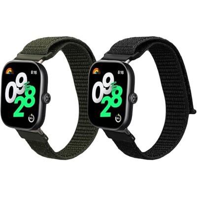 kwmobile Bracelet compatible avec Xiaomi Redmi Watch 4 / Band 8 Pro bracelet 2x de rechange en nylon pour fitness tracker noir-vert foncé kwmobile Bracelet compatible avec Xiaomi Redmi Watch 4 / Band 8 Pro bracelet 2x de rechange en nylon pour fitness tracker noir-vert foncé