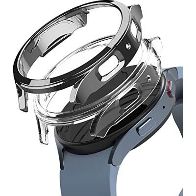 Ringke Lot de 2 coques fines de protection pour Samsung Galaxy Watch 5 de 44 mm, anneau de lunette Watch5, coque rigide fine en polycarbonate de qualité supérieure – Chrome transparent et foncé Ringke Lot de 2 coques fines de protection pour Samsung Galaxy Watch 5 de 44 mm, anneau de lunette Watch5, coque rigide fine en polycarbonate de qualité supérieure – Chrome transparent et foncé