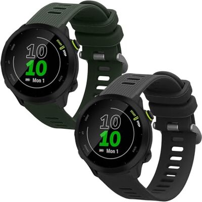 kwmobile Bracelet compatible avec Garmin Forerunner 55 / Forerunner 165/245 / 645/570 42mm bracelet 2x de rechange en silicone pour fitness tracker kwmobile Bracelet compatible avec Garmin Forerunner 55 / Forerunner 165/245 / 645/570 42mm bracelet 2x de rechange en silicone pour fitness tracker
