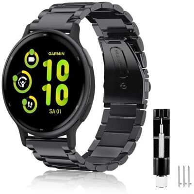FINTIE Bracelet compatible avec montre connectée Garmin Vivoactive 3/Vivoactive 3 Music/Forerunner 645 Music/Vivomove HR – Bracelet de rechange en acier inoxydable à dégagement rapide de 20 mm, noir, FINTIE Bracelet compatible avec montre connectée Garmin Vivoactive 3/Vivoactive 3 Music/Forerunner 645 Music/Vivomove HR – Bracelet de rechange en acier inoxydable à dégagement rapide de 20 mm, noir,