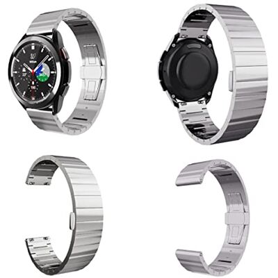 Wigento Bracelet de rechange en acier pour Samsung Galaxy Watch 4 Classic 42 mm/46 mm Deluxe Argenté Wigento Bracelet de rechange en acier pour Samsung Galaxy Watch 4 Classic 42 mm/46 mm Deluxe Argenté