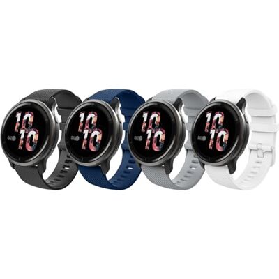 MoKo 4 Pack Straps Compatible with Garmin Vivoactive 4S/Venu 4 41mm/3S/2S/Forerunner 265S/255S/255S Music/Vivomove 3S, 18mm Soft Silicone Replacement Watch Band Sport Wristband, Multi Color A MoKo 4 Pack Straps Compatible with Garmin Vivoactive 4S/Venu 4 41mm/3S/2S/Forerunner 265S/255S/255S Music/Vivomove 3S, 18mm Soft Silicone Replacement Watch Band Sport Wristband, Multi Color A