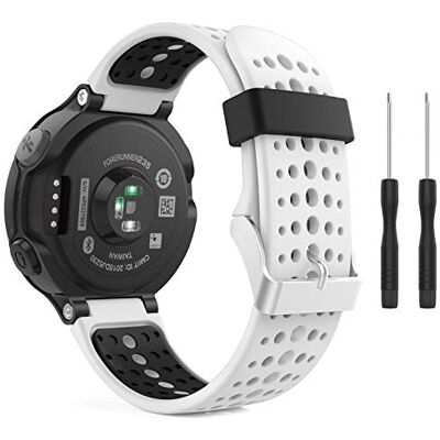 MoKo Strap Compatible with Garmin Forerunner 235, Soft Silicone Replacement Watch Band fit Forerunner 235 Lite/220/230/620/630/735XT Smart Watch WHITE & BLACK MoKo Strap Compatible with Garmin Forerunner 235, Soft Silicone Replacement Watch Band fit Forerunner 235 Lite/220/230/620/630/735XT Smart Watch WHITE & BLACK