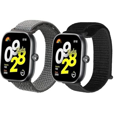 kwmobile Bracelet compatible avec Xiaomi Redmi Watch 4 / Band 8 Pro bracelet 2x de rechange en nylon pour fitness tracker noir-gris foncé kwmobile Bracelet compatible avec Xiaomi Redmi Watch 4 / Band 8 Pro bracelet 2x de rechange en nylon pour fitness tracker noir-gris foncé