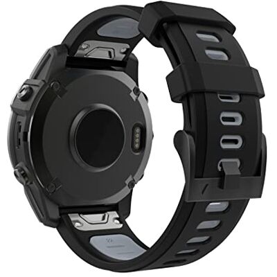 MoKo Watch Strap Compatible with Garmin Fenix 7/7 Pro/6/6 Pro/5/5 Plus/Forerunner 965/955/945/Instinct Solar/Instinct 2, Quick Fit 22mm Soft Silicone Replacement Band Sport Wristband, Black/Gray MoKo Watch Strap Compatible with Garmin Fenix 7/7 Pro/6/6 Pro/5/5 Plus/Forerunner 965/955/945/Instinct Solar/Instinct 2, Quick Fit 22mm Soft Silicone Replacement Band Sport Wristband, Black/Gray