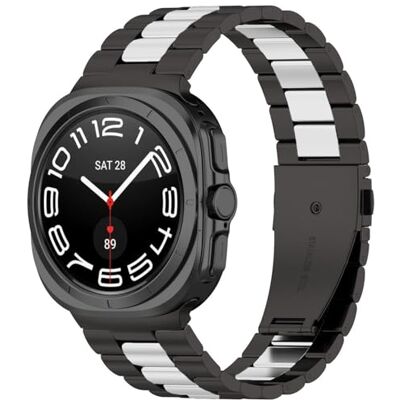 Wigento Bracelet en acier inoxydable pour Samsung Galaxy Watch 9/8/8 Classic Three Bead avec outil Wigento Bracelet en acier inoxydable pour Samsung Galaxy Watch 9/8/8 Classic Three Bead avec outil