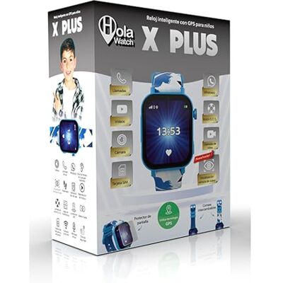 CEFATRONIC Cefa Toys Holawatch X Plus Blue Android Montre intelligente avec 4G LBS/WIFI, GPS, carte SIM, appareil photo, jeux, appels, appels vidéo, WhatsApp, compteur de pas, bracelet supplémentaire, protecteur CEFATRONIC Cefa Toys Holawatch X Plus Blue Android Montre intelligente avec 4G LBS/WIFI, GPS, carte SIM, appareil photo, jeux, appels, appels vidéo, WhatsApp, compteur de pas, bracelet supplémentaire, protecteur