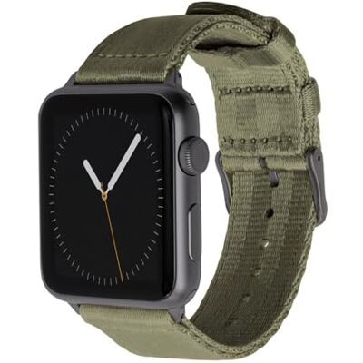 Archer Watch Straps Bracelets en Nylon Texture Ceinture de Sécurité pour Apple Watch (Vert Olive/Gris Sidéral, 40/41/42mm) Archer Watch Straps Bracelets en Nylon Texture Ceinture de Sécurité pour Apple Watch (Vert Olive/Gris Sidéral, 40/41/42mm)