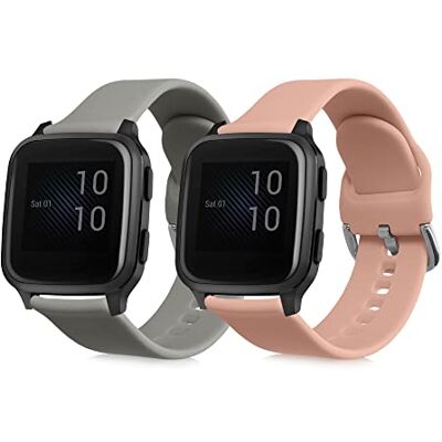 kwmobile Bracelets compatibles avec Garmin Venu Sq Music/Sq Straps 2 bracelets de rechange en silicone Smartwatch ou tracker d'activité Gris/rose poudré kwmobile Bracelets compatibles avec Garmin Venu Sq Music/Sq Straps 2 bracelets de rechange en silicone Smartwatch ou tracker d'activité Gris/rose poudré