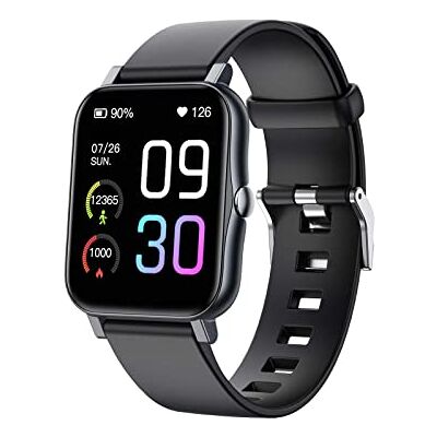 JUSHZ Montre intelligente pour homme et femme Bracelet de sport étanche Mesure de la température Appel Bluetooth Bracelet en silicone Câble de charge magnétique, Noir , 1.7inch JUSHZ Montre intelligente pour homme et femme Bracelet de sport étanche Mesure de la température Appel Bluetooth Bracelet en silicone Câble de charge magnétique, Noir , 1.7inch